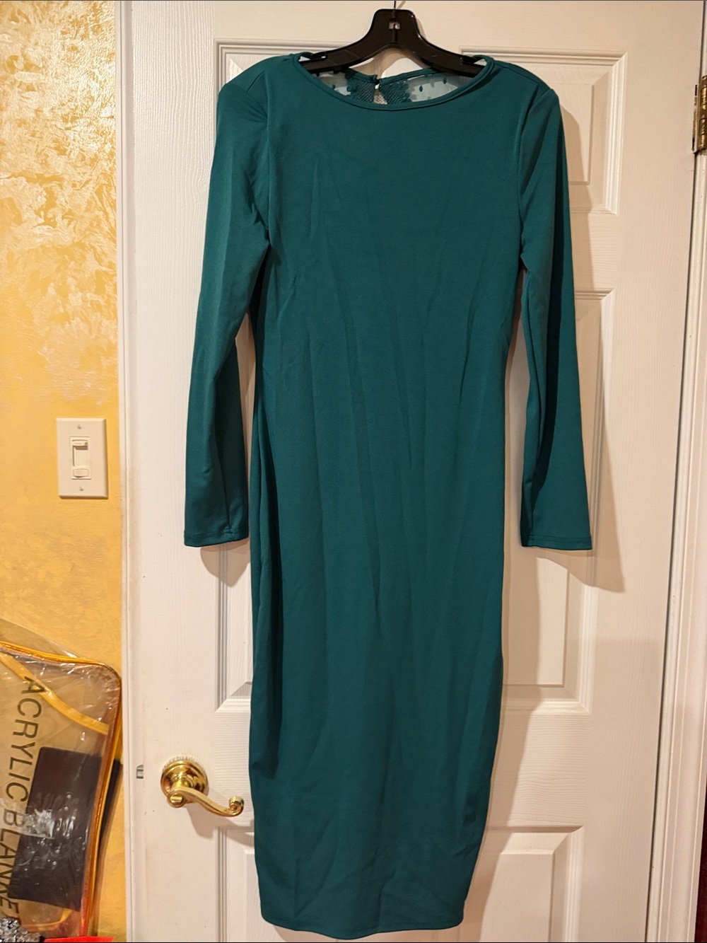 Elegant Teal Long-Sleeve Sheath Dress